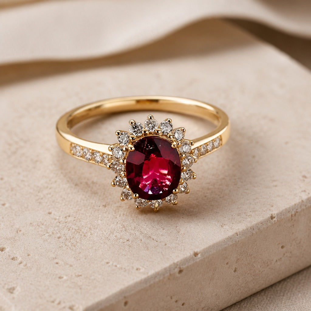 Main shot of the red crystal halo ring