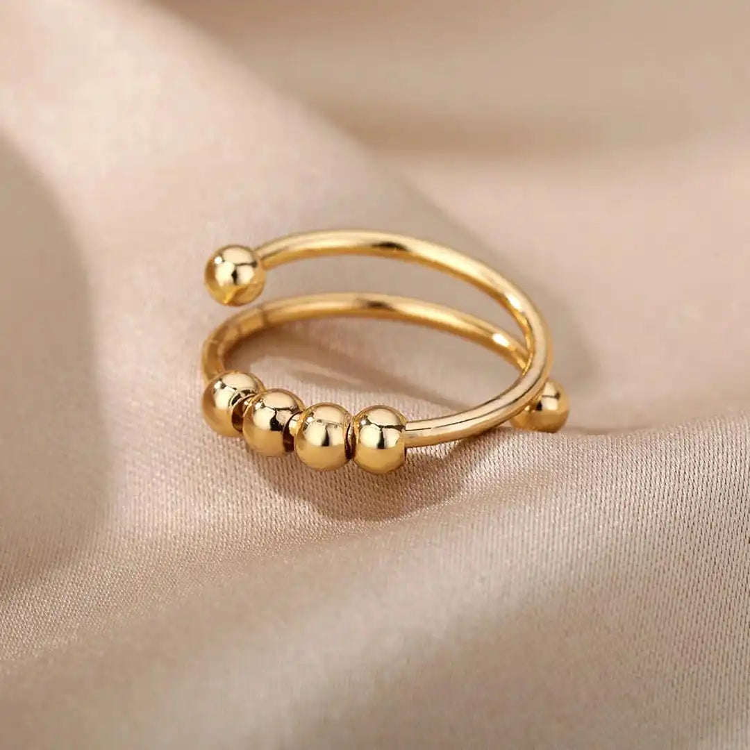 Ring worn on a model's hand