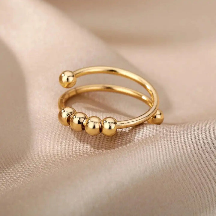Ring worn on a model's hand