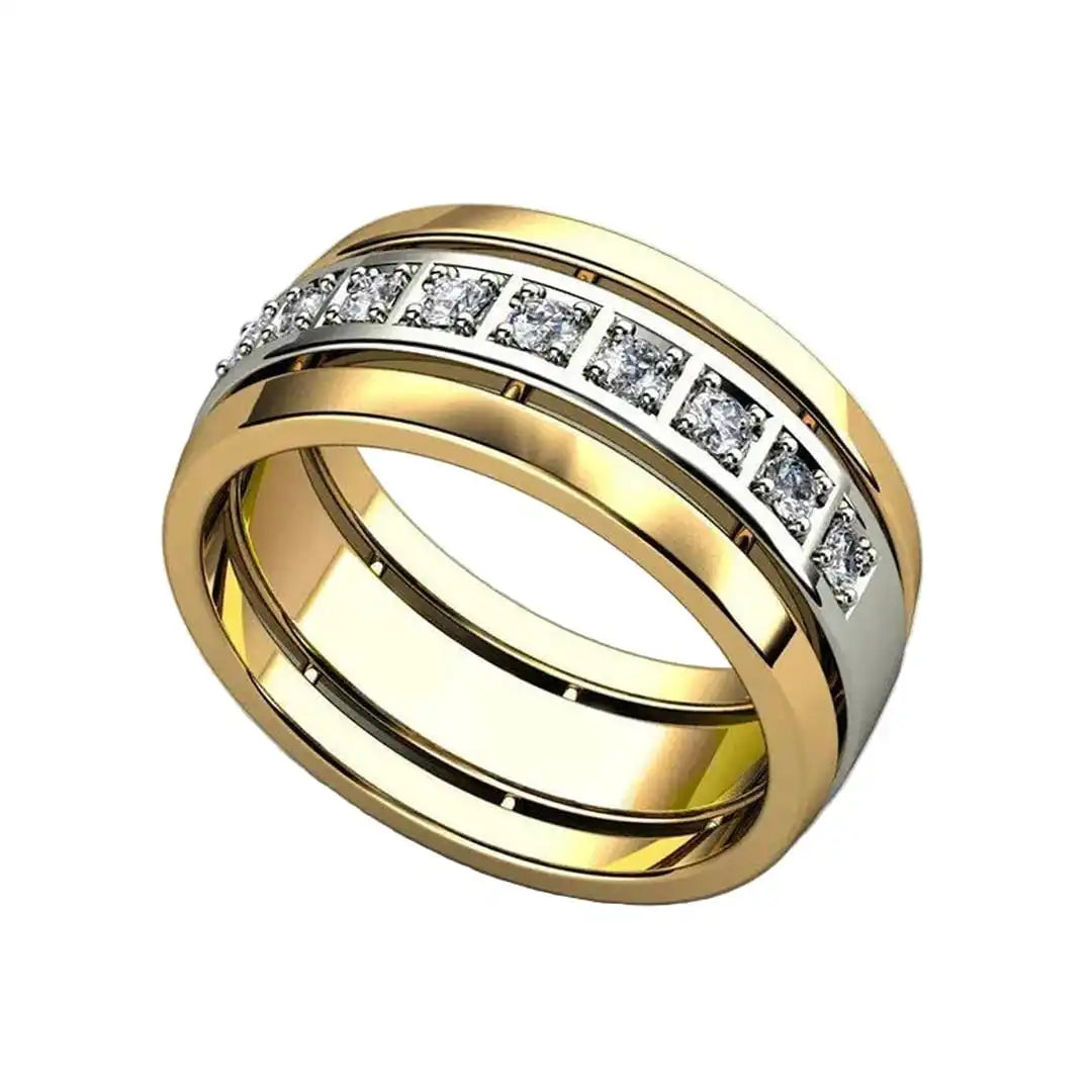 Ring worn on a model's hand