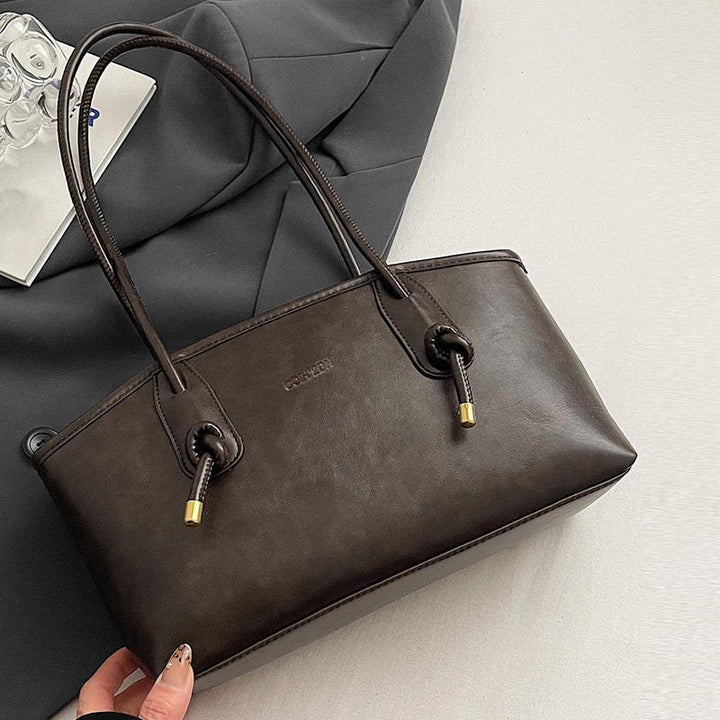 Espresso Muse Bag — women's bag, close-up of the fabric and handles