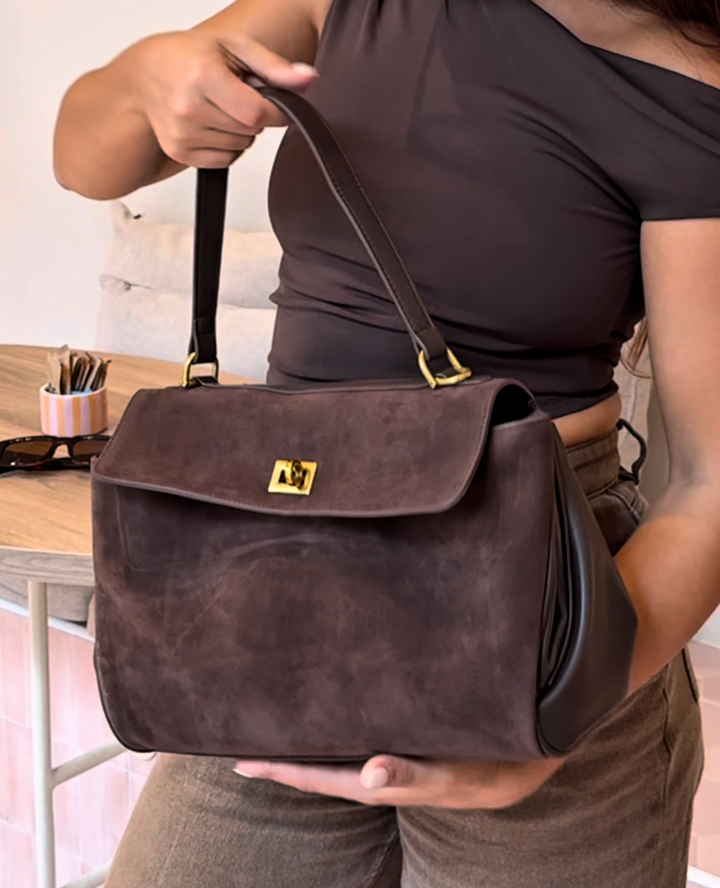 ARIA | Genuine Leather — women's leather handbag, three-quarter angle