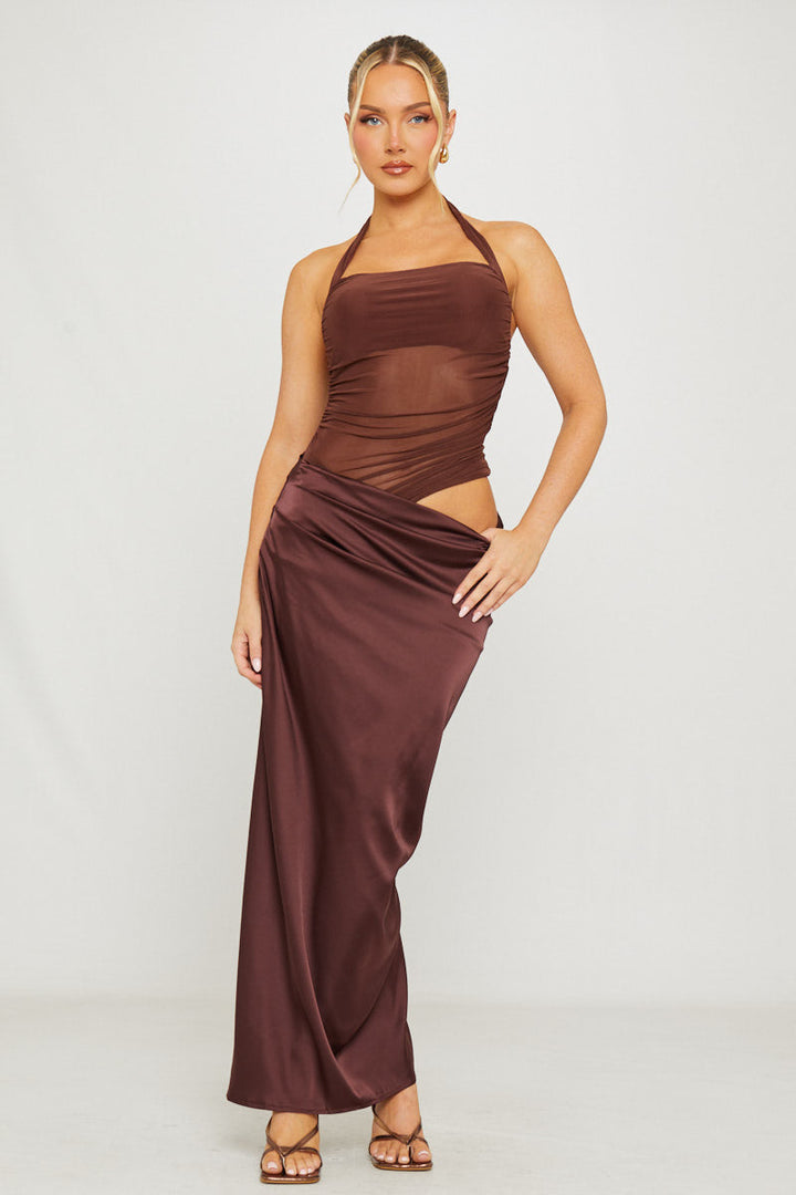 Cocoa Muse Maxi Dress - women's maxi dress, detail close-up