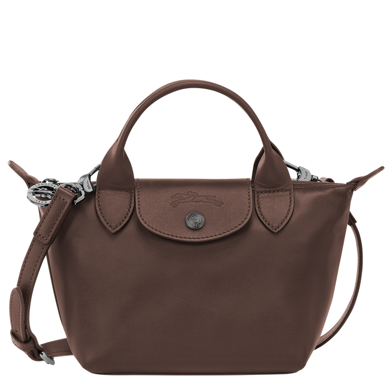 Longchamp Le Pliage Xtra XS Leather Top Handle Bag Mokka Dark Brown