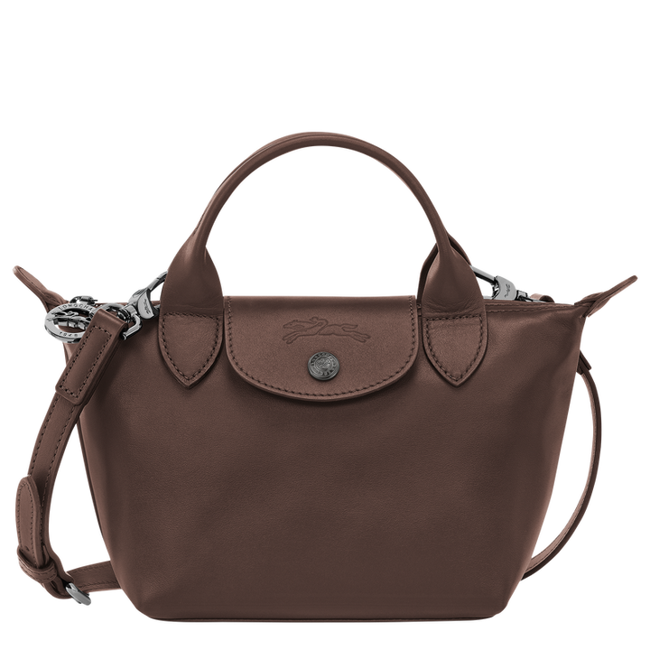 Longchamp Le Pliage Xtra XS Leather Top Handle Bag Mokka Dark Brown