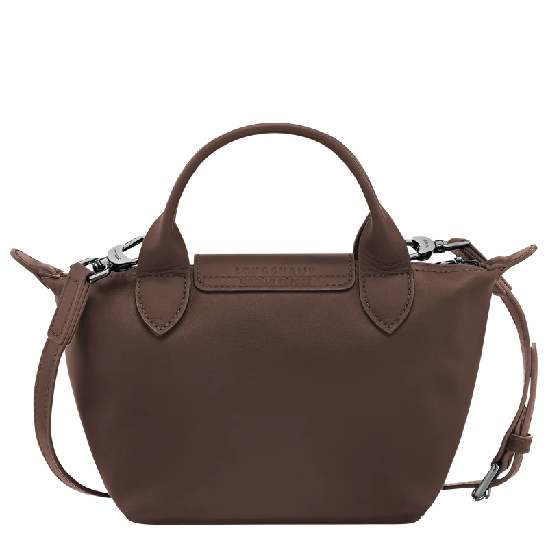 Longchamp Le Pliage Xtra XS Leather Top Handle Bag Mokka Dark Brown Back View
