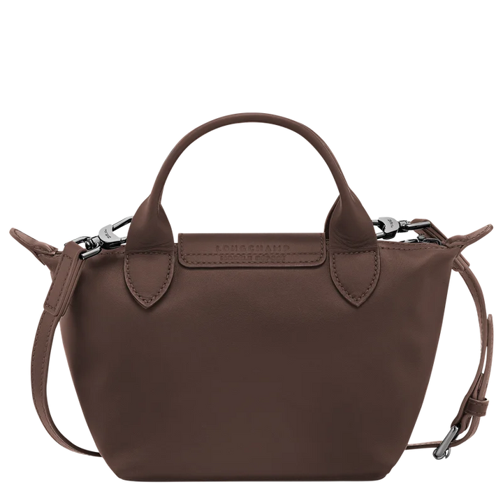 Longchamp Le Pliage Xtra XS Leather Top Handle Bag Mokka Dark Brown Back View
