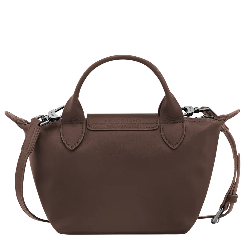 Longchamp Le Pliage Xtra XS Leather Bag Mokka dark brown back view