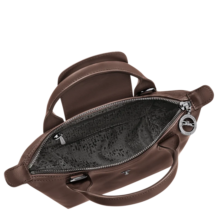 Longchamp Le Pliage Xtra XS Leather Top Handle Bag Mokka Dark Brown Interior Detail