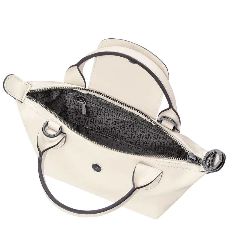 Longchamp Le Pliage Xtra XS Leather Bag Ecru ivory interior zip pocket