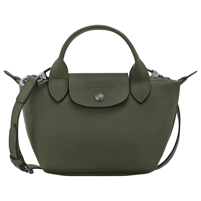 Longchamp Le Pliage Xtra XS Leather Top Handle Bag Fir Dark Green Light Green