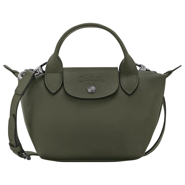 Longchamp Le Pliage Xtra XS Leather Top Handle Bag Fir Dark Green Light Green