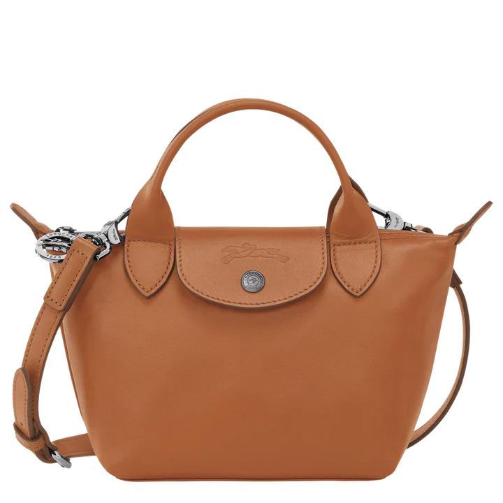 Longchamp Le Pliage Xtra XS Leather Top Handle Bag Cashew Orange Brown