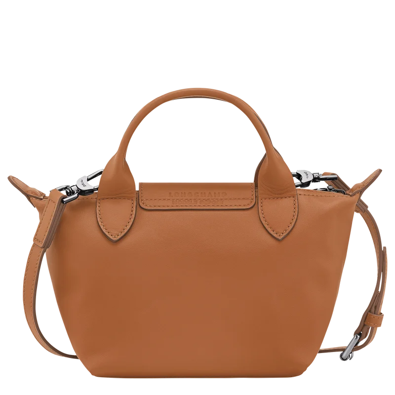 Longchamp Le Pliage Xtra XS Leather Top Handle Bag Cashew Orange Brown Back View