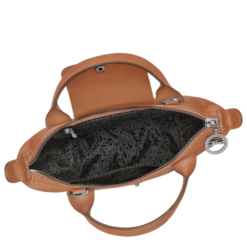Longchamp Le Pliage Xtra XS Leather Bag Cashew orange-brown interior detail