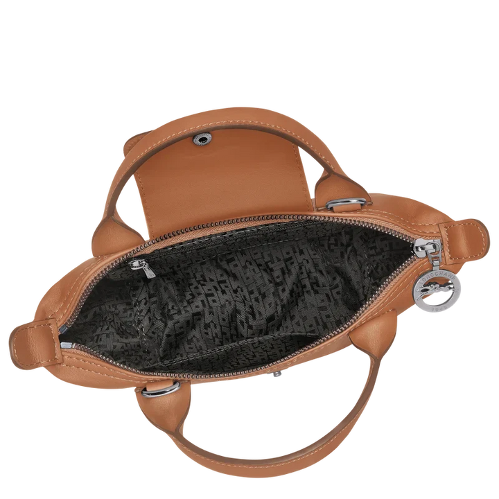 Longchamp Le Pliage Xtra XS Leather Bag Cashew orange-brown interior detail