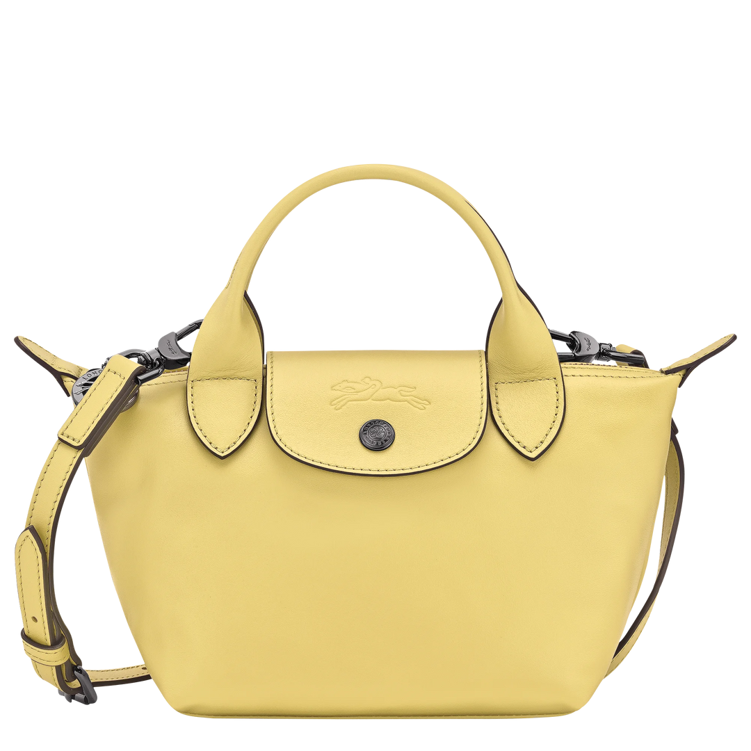 Longchamp Le Pliage Xtra XS Leather Top Handle Bag Lime Lemon Yellow