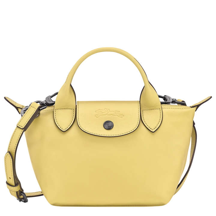 Longchamp Le Pliage Xtra XS Leather Top Handle Bag Lime Lemon Yellow