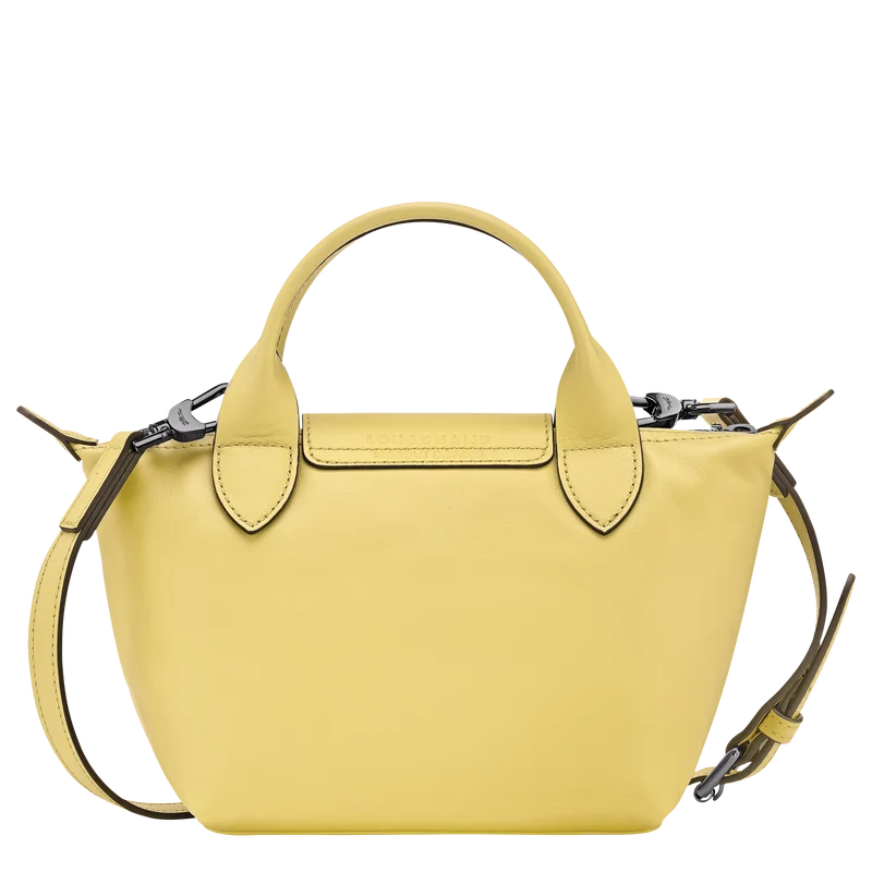 Longchamp Le Pliage Xtra XS Leather Top Handle Bag Lime Lemon Yellow Back View