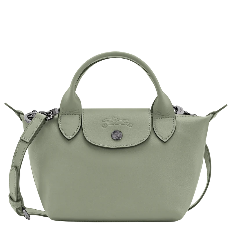 Longchamp Le Pliage Xtra XS Leather Top Handle Bag Tundra Sage Green
