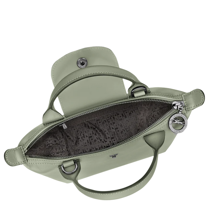 Longchamp Le Pliage Xtra XS Leather Top Handle Bag Tundra Sage Green Interior Detail