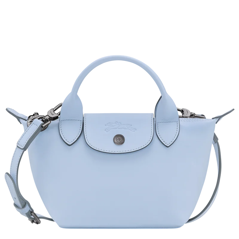 Longchamp Le Pliage Xtra XS Leather Top Handle Bag Wave Light Blue