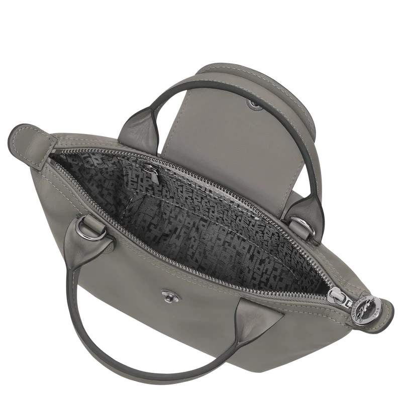 Longchamp Le Pliage Xtra XS Leather Bag Turtledove grey-taupe interior detail