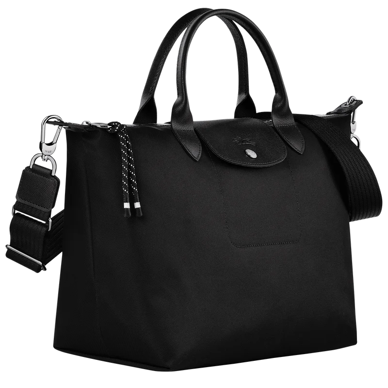Longchamp Le Pliage Energy L Top Handle Crossbody Bag Black ECONYL recycled nylon