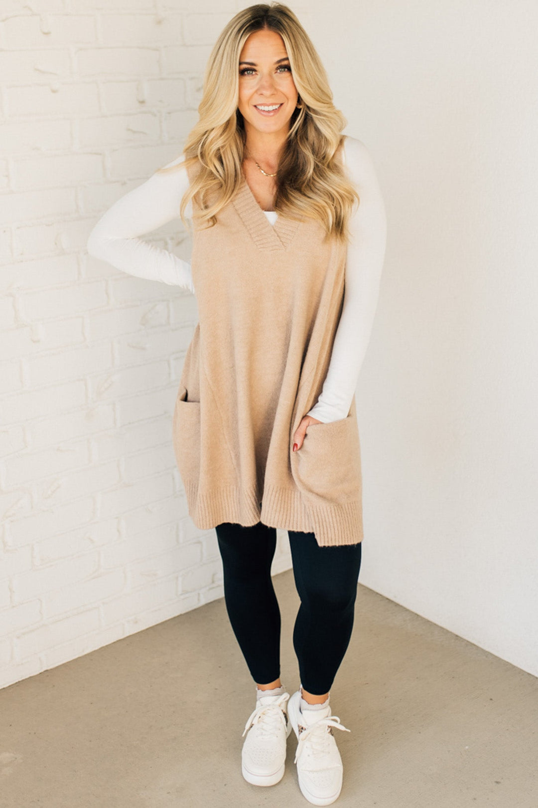 Scarlett Stylish Long Sweaters with Pocket — lifestyle shot