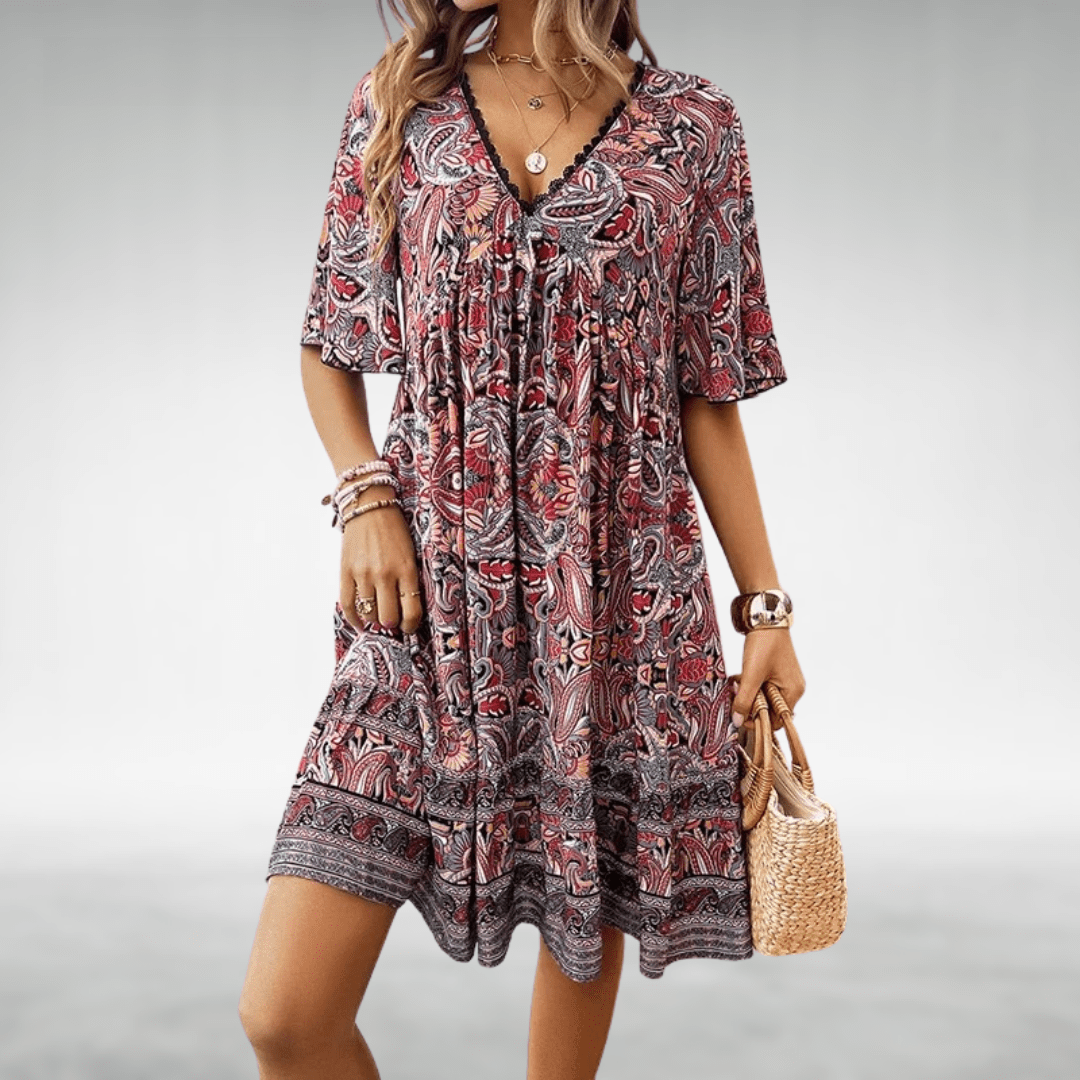 Mayamo Boho Swing Dress — back view