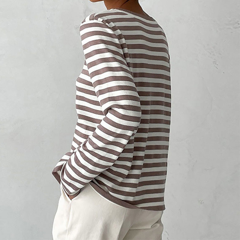 Grace Elegant Striped Shirt — back view