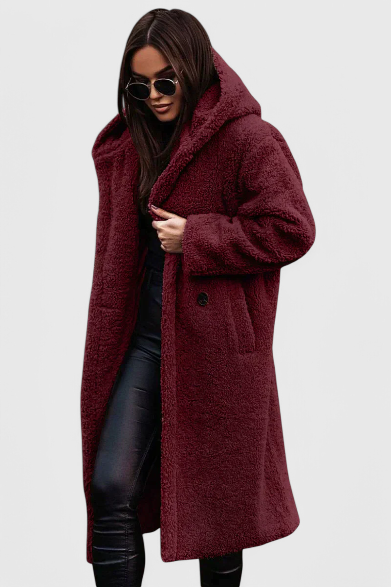 Mila soft fur coat flat lay product view