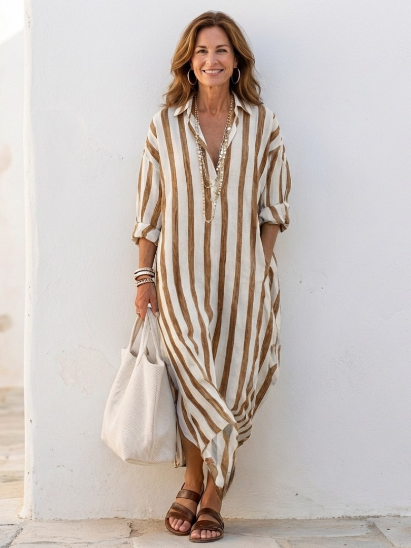 Nadia Midi Shirt Dress — styled view