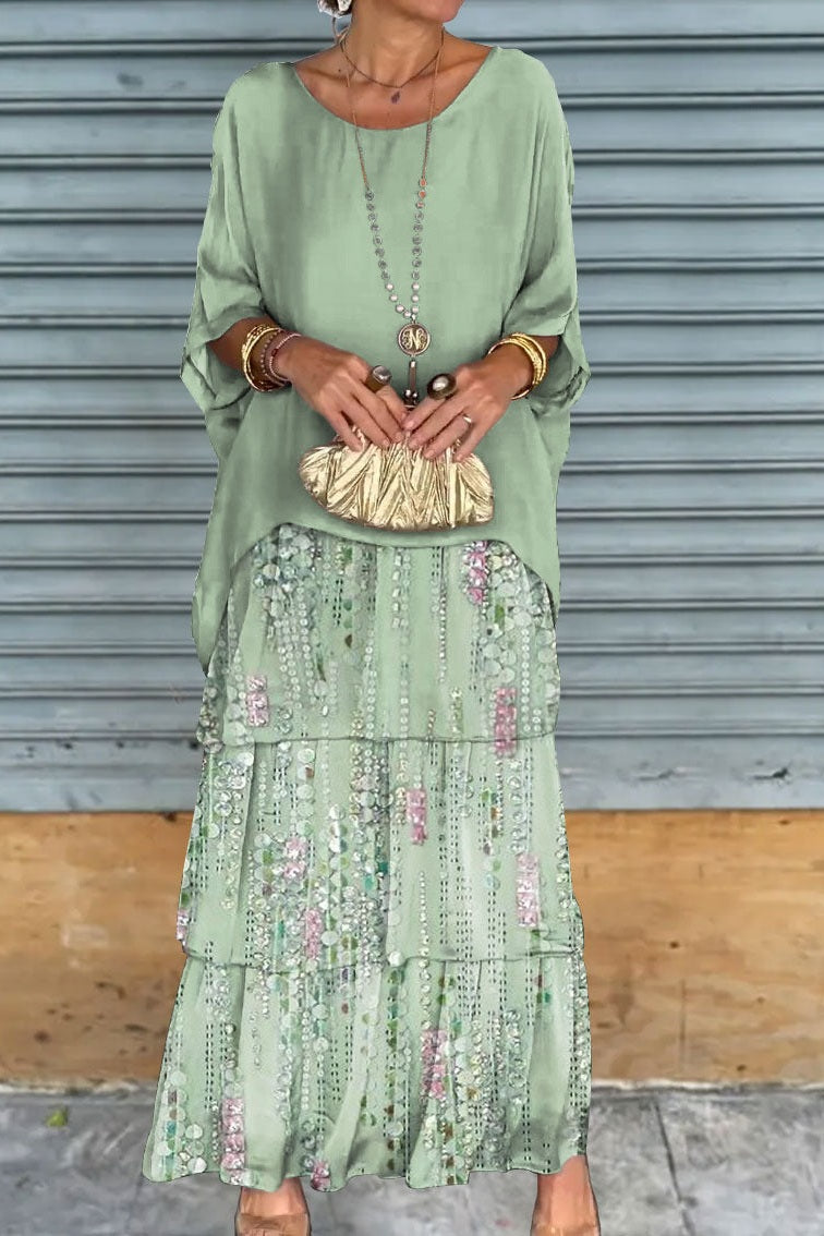 Judith Light Green Chiffon Dress — front view