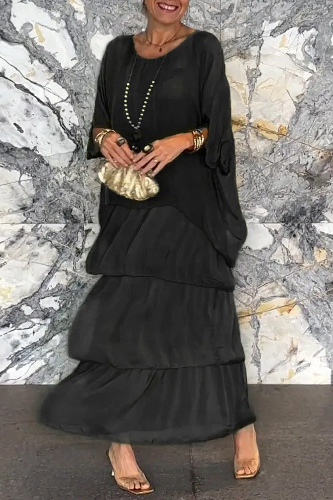 Judith Black Chiffon Dress — front view