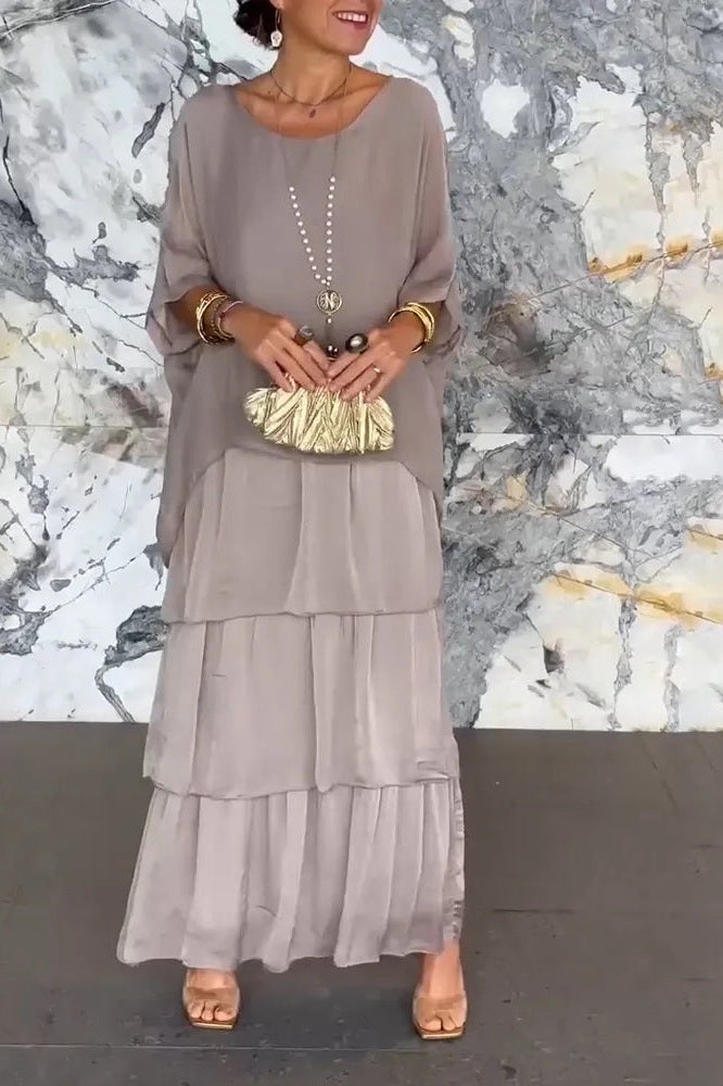 Judith Gray Chiffon Dress — front view