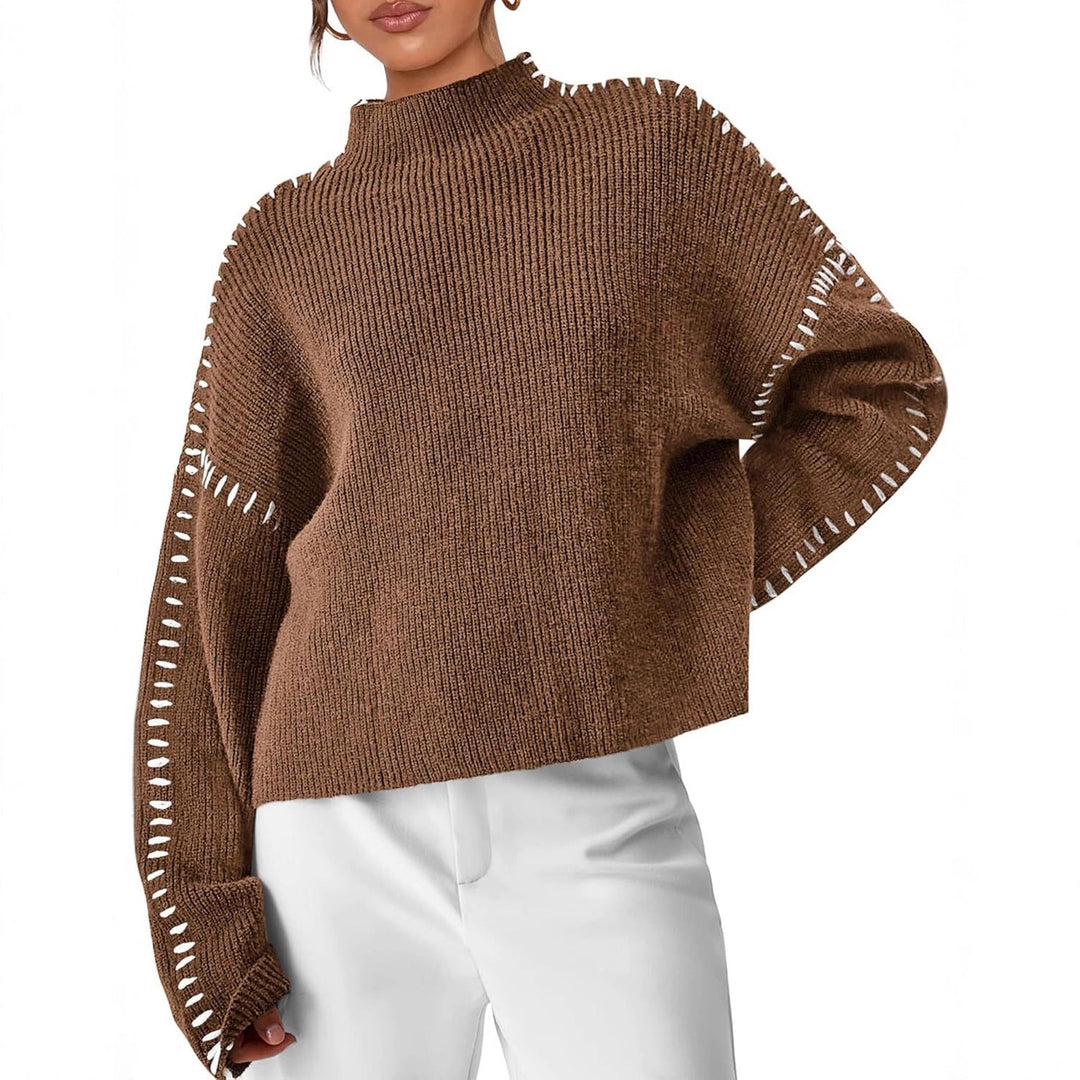Nia | Women's Cropped Mock Neck Ribbed Sweater