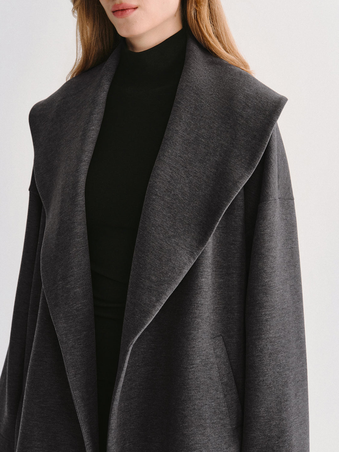 2Pcs Set Shawl Collar Belted Jacket & Mid-Rise Circle Midi Skirt