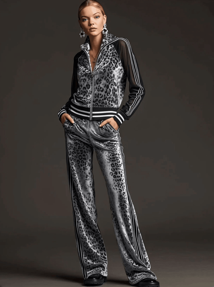 Women's velvet sports co-ord set – side view