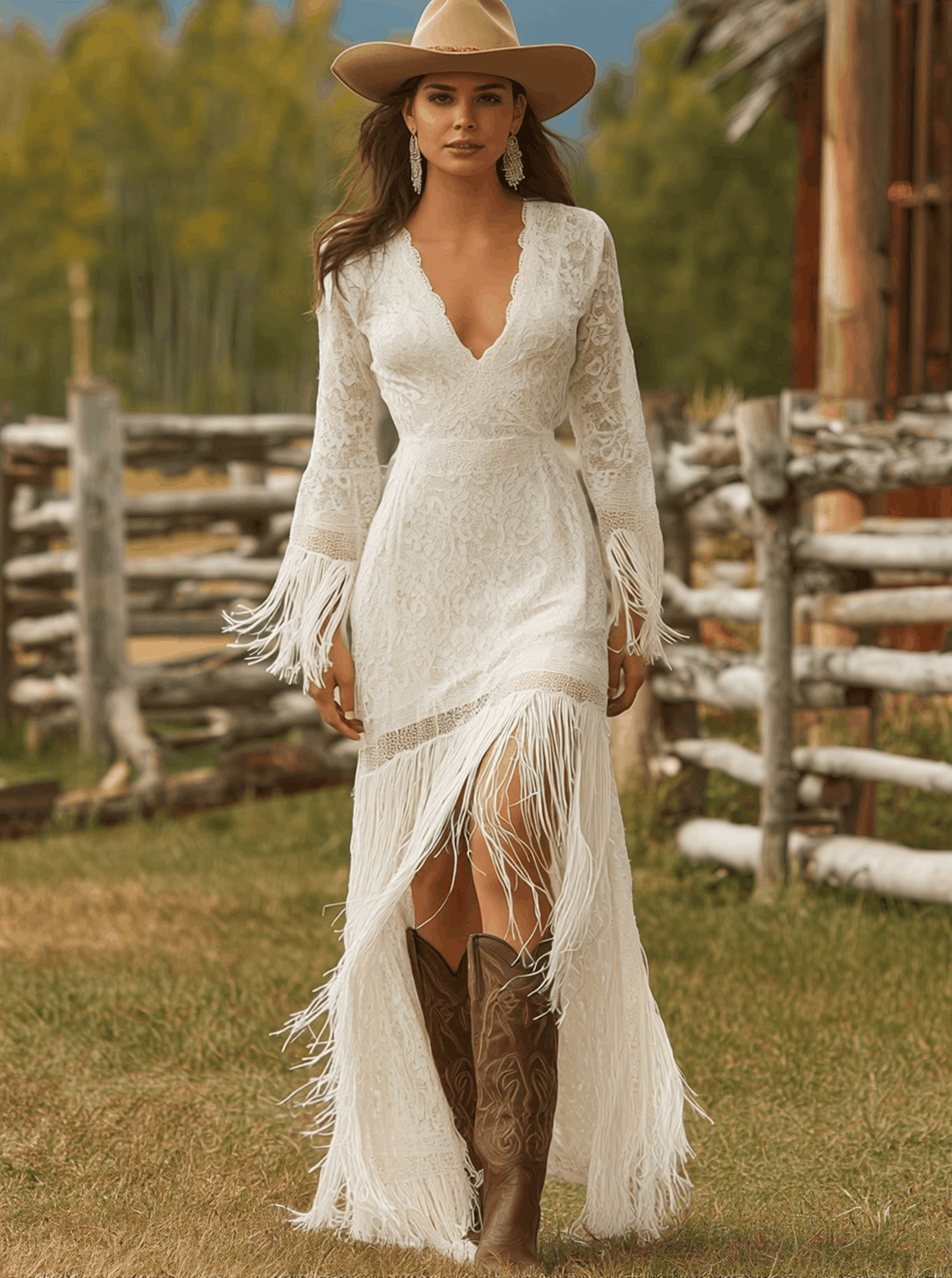 Margot lace maxi dress – side view high-low hem detail women