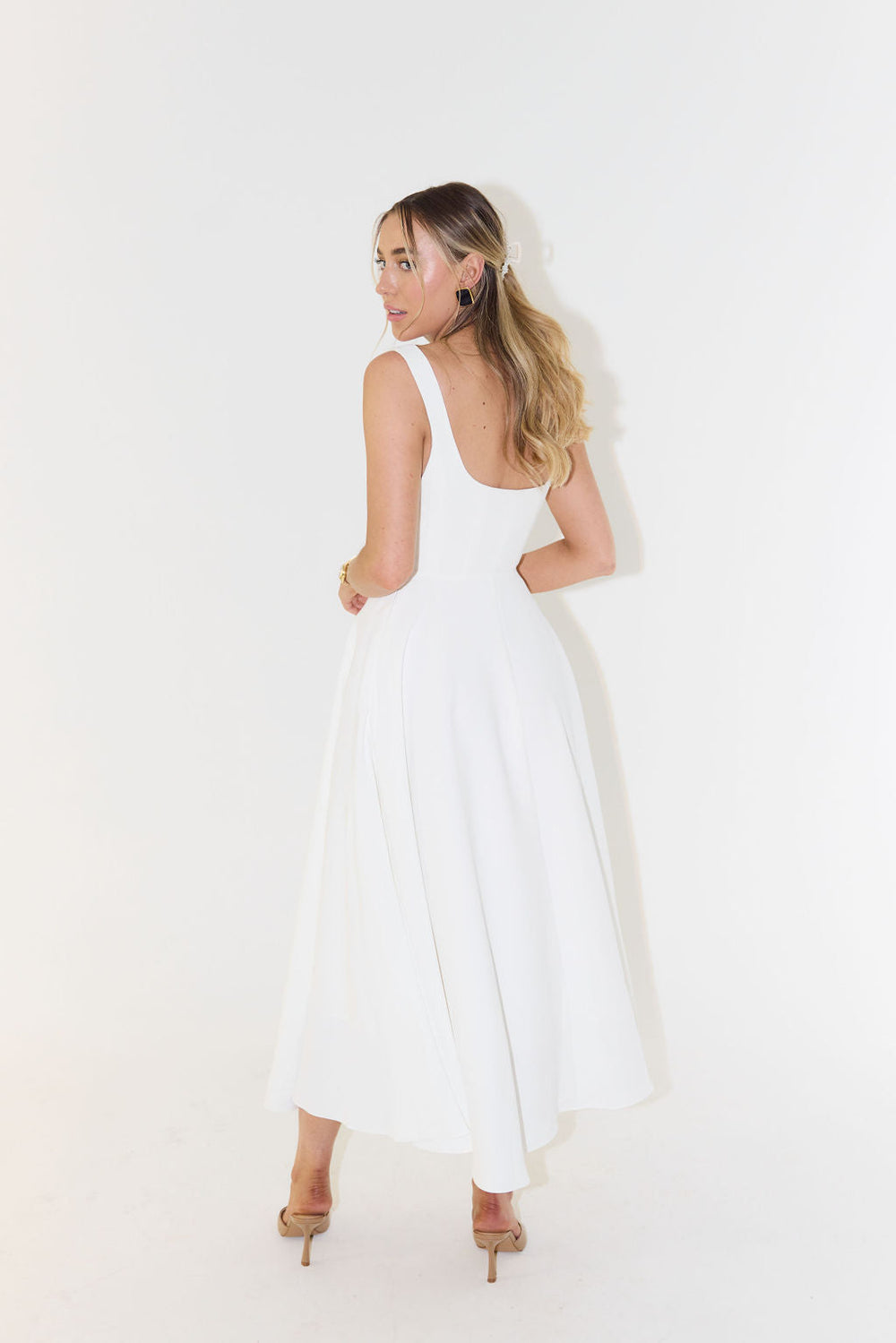 Catalina Midi Dress square neck detail