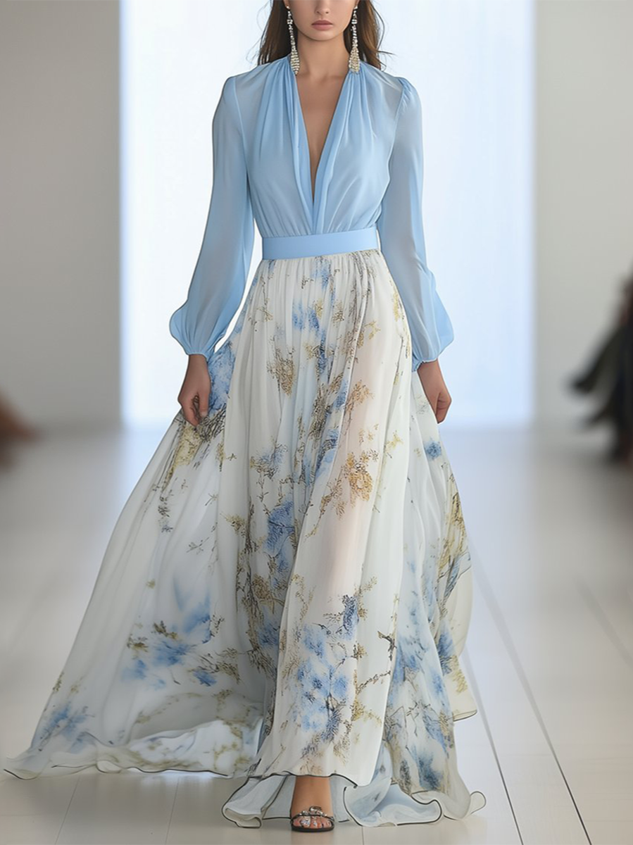 Abigail - Maxi Dress with Dazzling Floral Print — front view