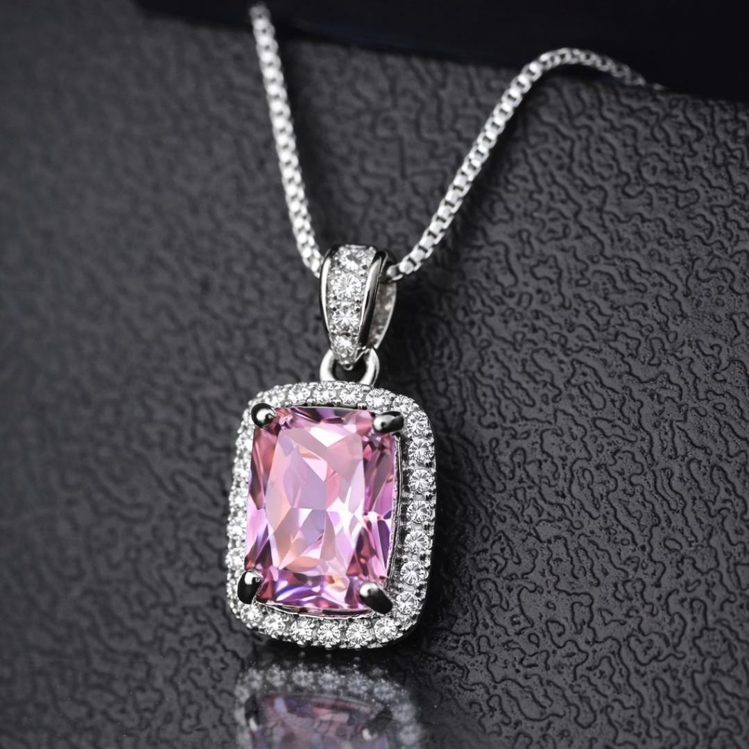 Vintage Pink & Zirconia Necklace