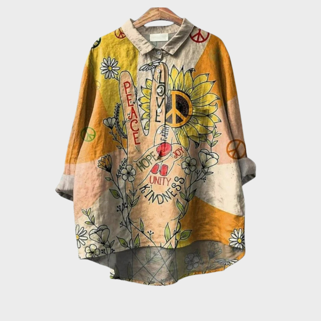Coline Colourful Summer Blouse — styled shot