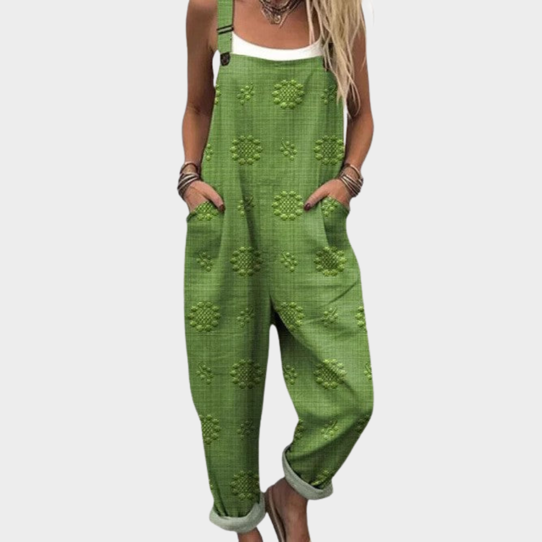 Relaxed Dungaree Jumpsuit — styled shot