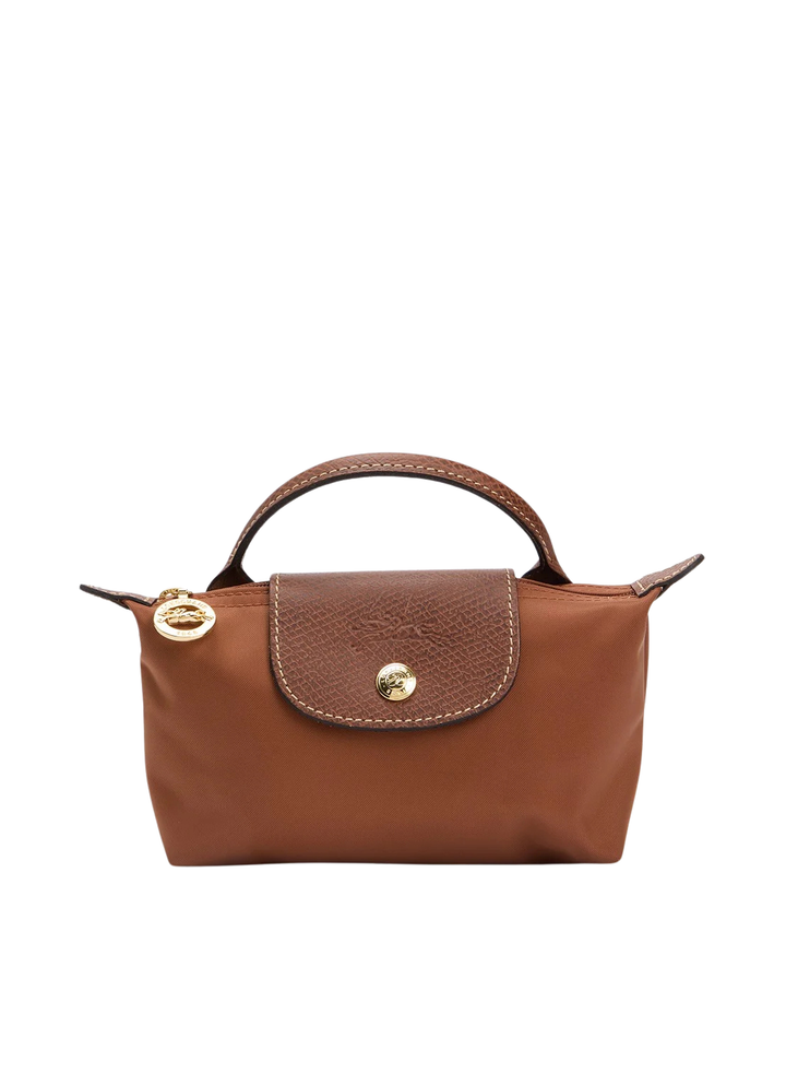 Longchamp Le Pliage XS Handbag Cognac Brown Front View Nylon