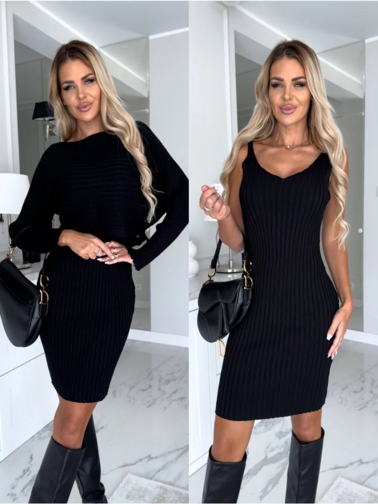 Scarlett -Stylish Two-piece Set (Dress and Sweater) Sweater — front view