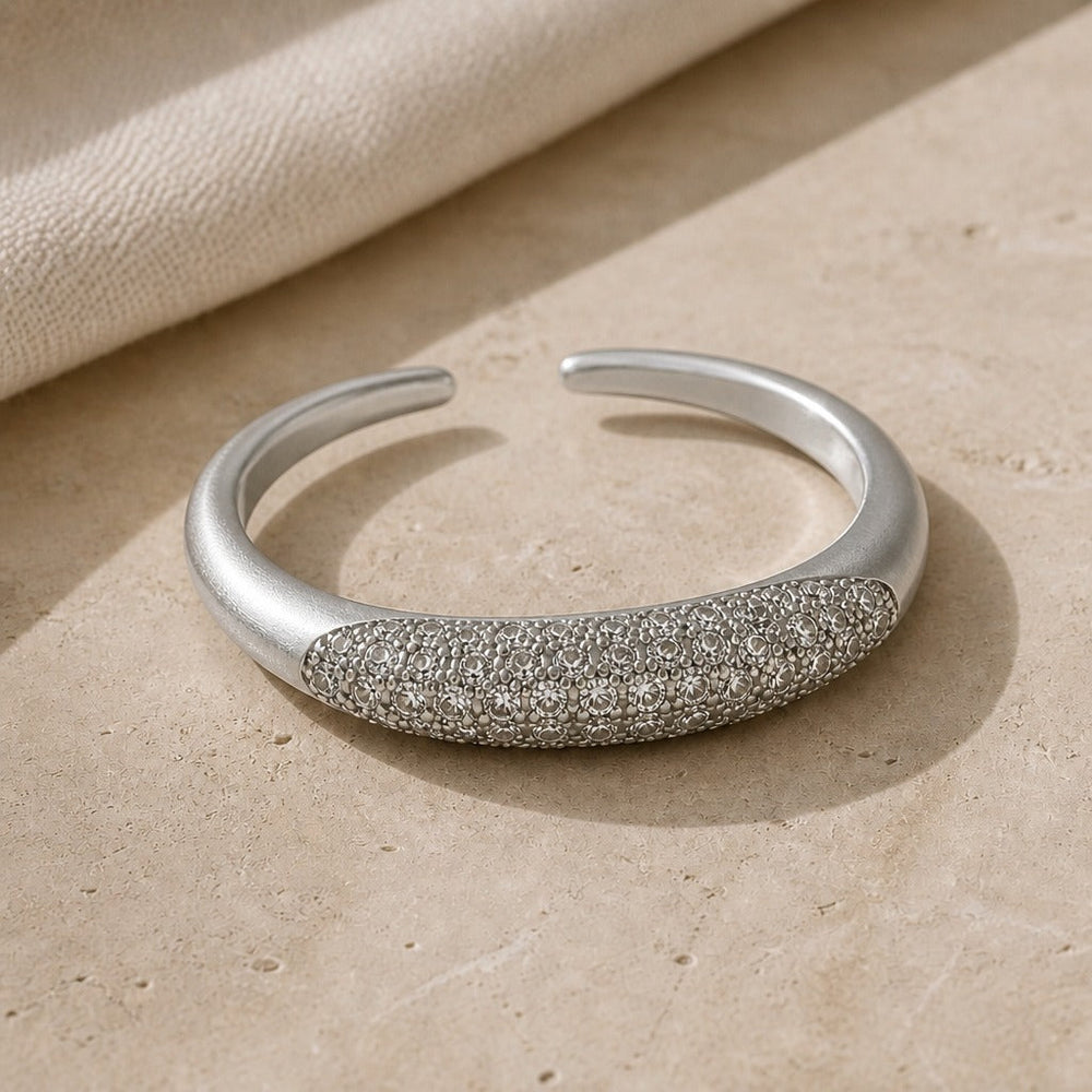 Ring worn on a model's hand