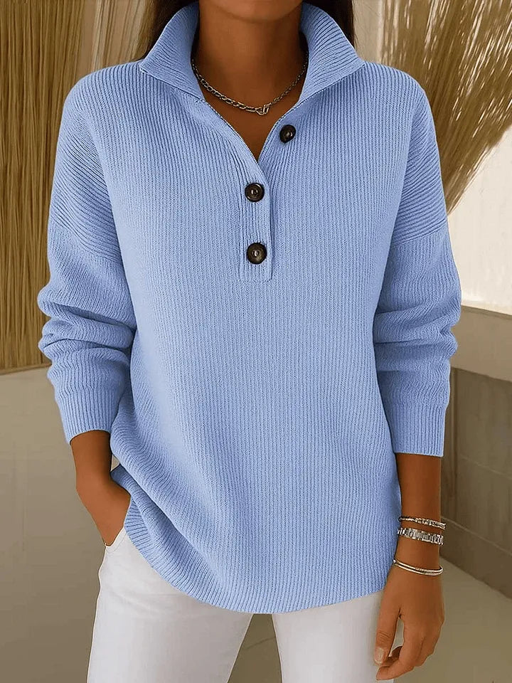 Florence™ | Women's V-Neck Button Placket Polo Sweater