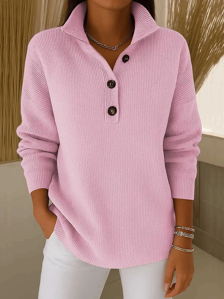 Florence™ | Women's V-Neck Button Placket Polo Sweater